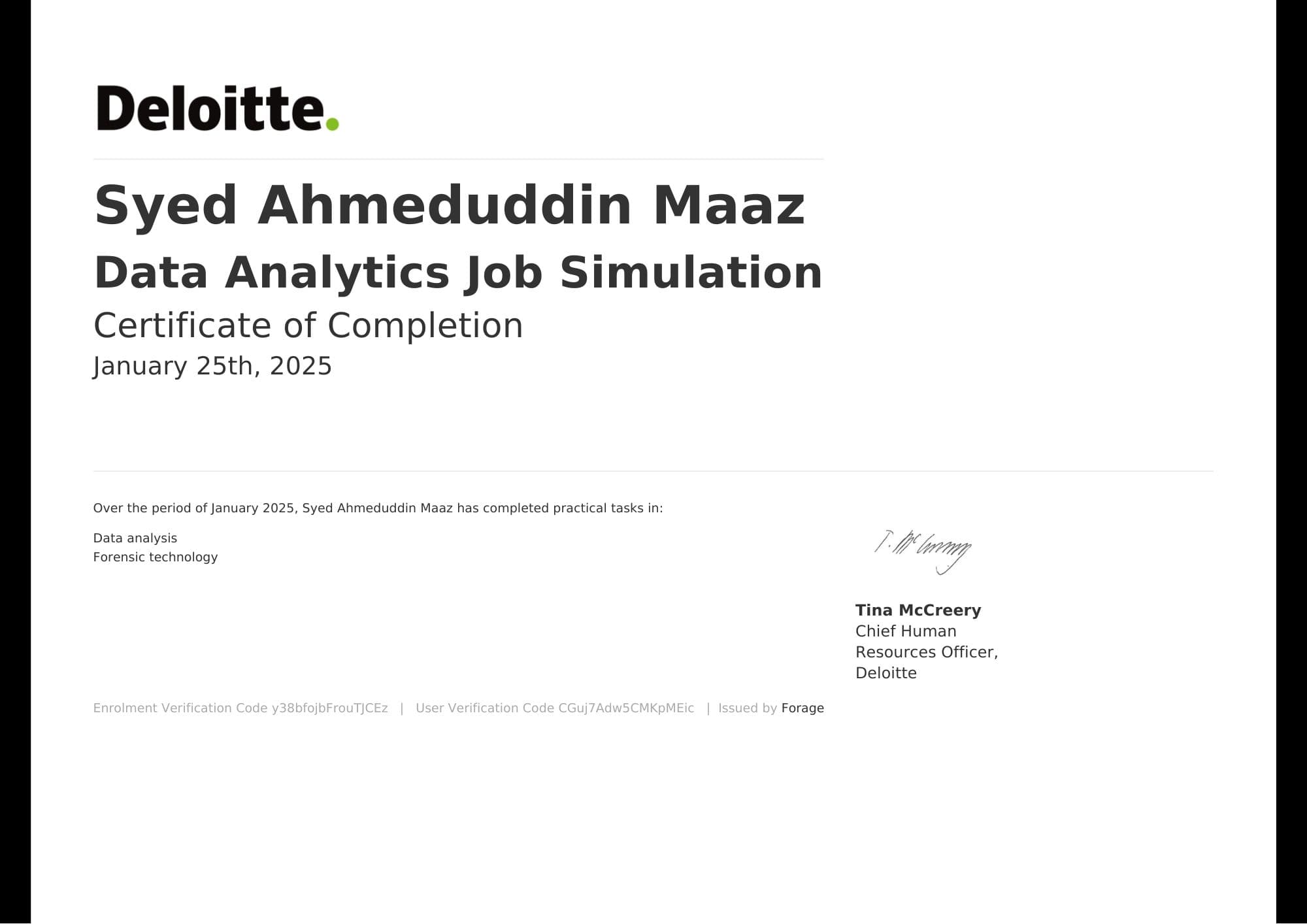 Deloitte Virtual Intern by Forage — 2025