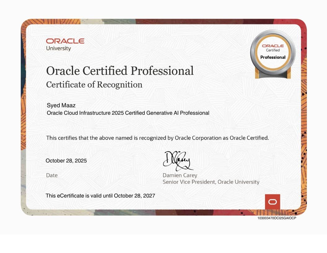 Oracle Certified Generative AI Professional — 2025